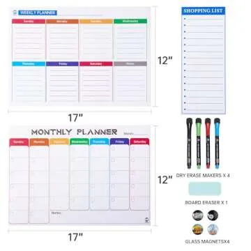 Pubell Magnetic Fridge Calendar Set - 3 Premium Boards