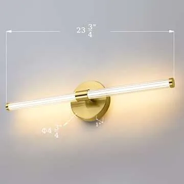Bathroom Vanity Lights, LED Bathroom Light Fixtures Set of 2, Modern Brass Gold Bathroom Lights Over Mirror, Dimmable LED Sconces Wall Lighting Gold Wall Sconce Light Bar, 3000K 4000K 5000K Selectable