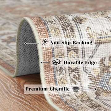 JINCHAN 3x5 Vintage Washable Area Rug for Home Decor