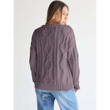 Trendy Queen Oversized Sweaters Womens Plus Size 2025 Fall Fashion Outfits Cable Knit Crewneck Pullover Cute Chunky Long Tunic Top Winter Old Money Clothes with Leggings