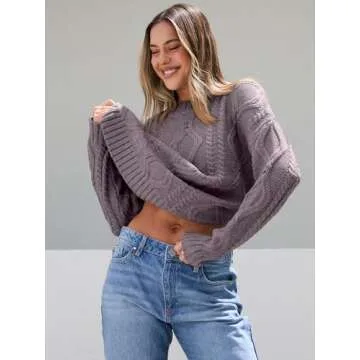 Trendy Queen Oversized Sweaters Womens Plus Size 2025 Fall Fashion Outfits Cable Knit Crewneck Pullover Cute Chunky Long Tunic Top Winter Old Money Clothes with Leggings