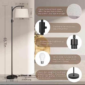 Stylish ANJIME Floor Lamp for Living Room and Office