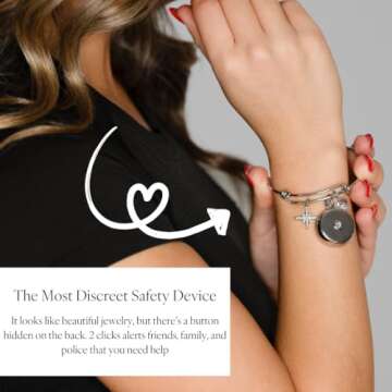 invisawear Smart Jewelry - Personal Safety Device - Silver Expandable Bracelet