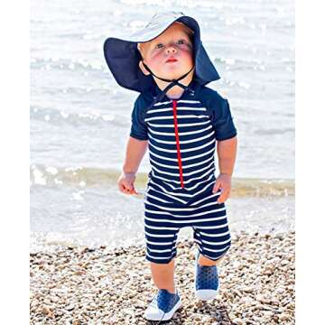 RuffleButts® Navy Baby Sun Hat for 0-6 Months