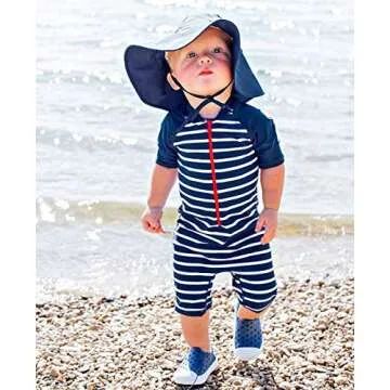 RuffleButts® Navy Baby Sun Hat for 0-6 Months