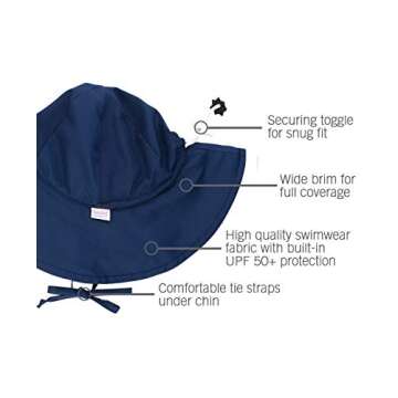 RuffleButts® Navy Baby Sun Hat for 0-6 Months