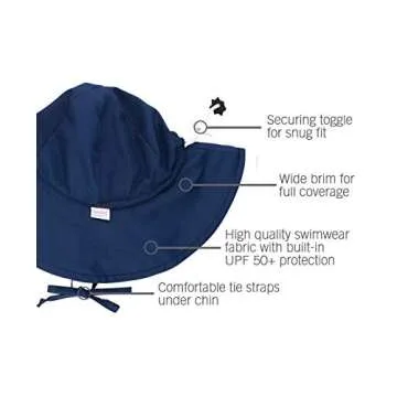 RuffleButts® Navy Baby Sun Hat for 0-6 Months