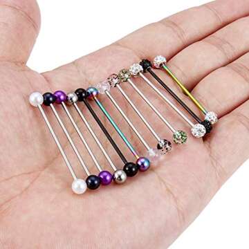 Lcolyoli 16G Industrial Barbells - 12 Piece Set