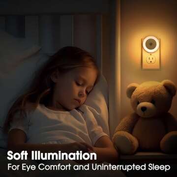 Briignite LED Baby Night Lights Plug into Wall [4Pack], Nightlight with Light Sensors for Kids Room, Bathroom Stair Lights, Hallway Light, Warm White