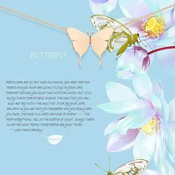 MEVECCO Gold Butterfly Pendant Necklaces,18K Gold Plated Dainty Cute Handmade Jewelry for Women …