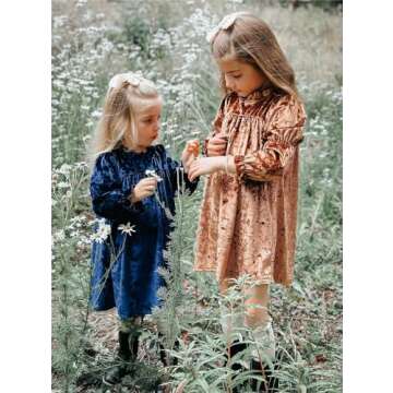 Vieille Toddler Girls Khaki Dress Long Sleeve Fall Winter Velvet Dress Little Kids Shirt Dress for G...