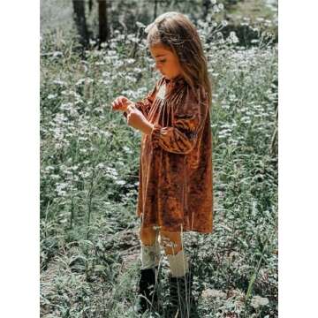Elegantly Charming Khaki Velvet Dress for Toddler Girls