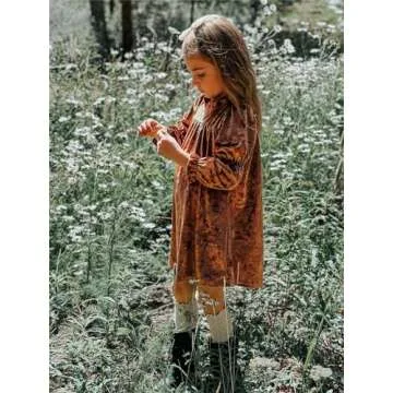 Elegantly Charming Khaki Velvet Dress for Toddler Girls