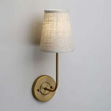 Classic Rustic Industrial Wall Sconce with Linen Shade