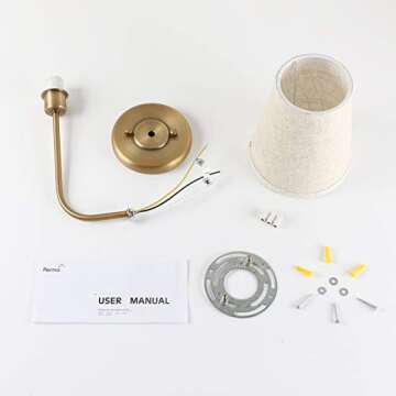 Classic Rustic Industrial Wall Sconce with Linen Shade