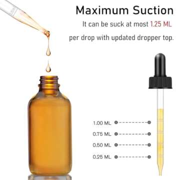 Bumobum 2 Pack 4 oz Amber Dropper Bottles, Tincture Bottles with Dropper, Glass Serum Bottle with Dropper for Essential Oils with Funnel, Labels & Pipette(Unbreakable Plastic Eye Dropper)