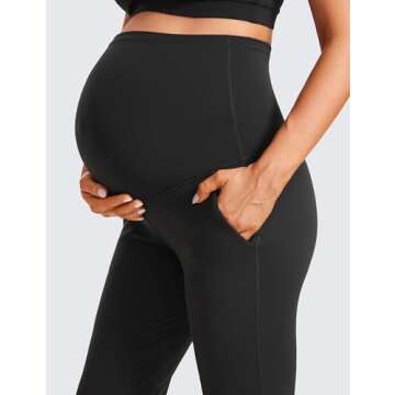 CRZ YOGA Womens Butterluxe Maternity Joggers with Pockets 27" - Workout Activewear Yoga Pregnancy Pants Buttery Soft Black Large