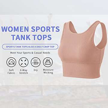 Workout Crop Tank Tops for Women Solid Comfort Sleeveless Shirts for Casual Sports Fitness Yoga Reversible Ribbed Tops Pink S