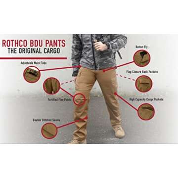 Rothco Tactical BDU Pants (US, Alpha, Small, Regular, Regular, Blaze Orange)