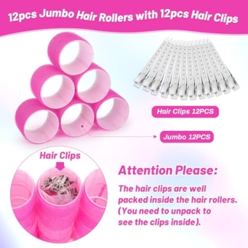 Jumbo Hair Curlers for Bouncy Curls - 60mm Self Grip Rollers