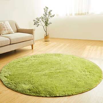 YOH Fluffy Soft Round Area Rugs for Kids Girls Room Princess Castle Plush Shaggy Carpet Cute Circle ...