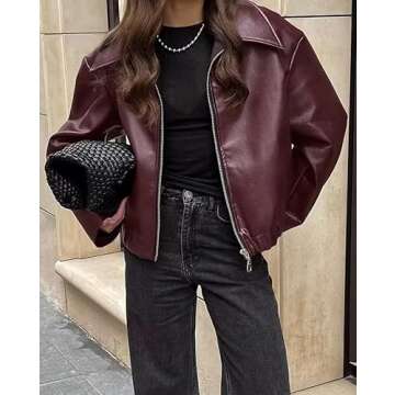 NIFTRIRY Women Leather Jackets Oversized Faux Motorcycle Jacket Coat Fall Outfits Fashion Clothes 20...