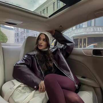 NIFTRIRY Women Leather Jackets Oversized Faux Motorcycle Jacket Coat Fall Outfits Fashion Clothes 2024