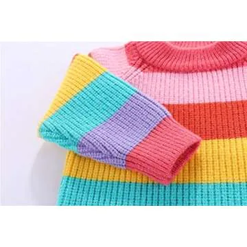 Mud Kingdom Rainbow Stripes Knit Sweater for Kids