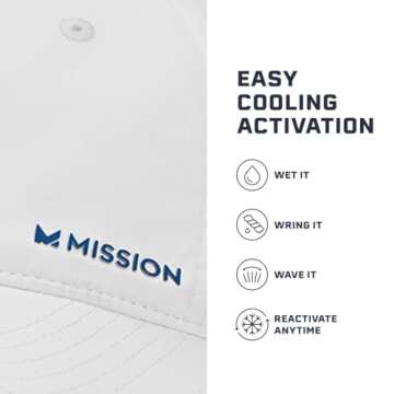 MISSION Cooling UPF Performance Hat - Unisex One Size Cap for Workouts, Golf & Running - Sweat & Water Activated Technology White/Navy