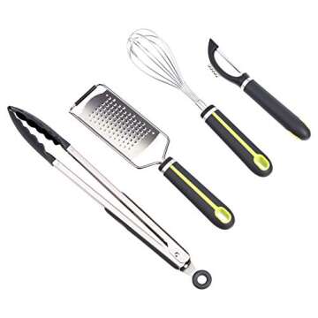 Amazon Basics 17-Piece Tools and Gadget Set, Soft Grip Handle, Grey and Green