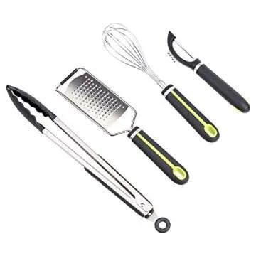 Amazon Basics 17-Piece Tools and Gadget Set, Soft Grip Handle, Grey and Green