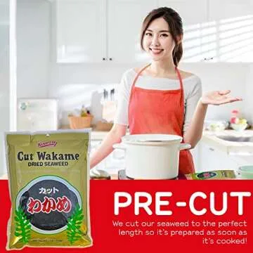 Shirakiku Cut Wakame Dried Seaweed - Dry Seaweed, Sea Kelp - Fresh Vegetables and Seaweed Chips for Miso Soup, Ramen, and Sushi - Pre-Cut, Resealable Package - 16 Oz