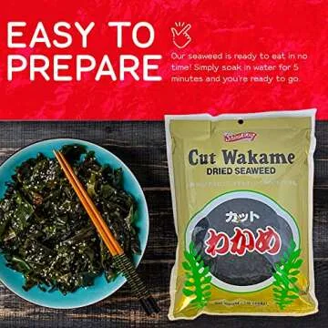 Shirakiku Cut Wakame Dried Seaweed - Dry Seaweed, Sea Kelp - Fresh Vegetables and Seaweed Chips for Miso Soup, Ramen, and Sushi - Pre-Cut, Resealable Package - 16 Oz