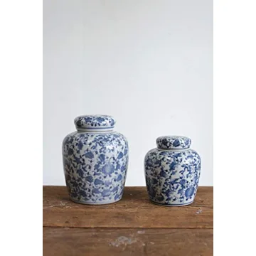 Elegant Ceramic Blue & White Ginger Jar for Home Decor