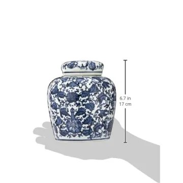 Elegant Ceramic Blue & White Ginger Jar for Home Decor