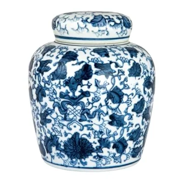 Elegant Ceramic Blue & White Ginger Jar for Home Decor