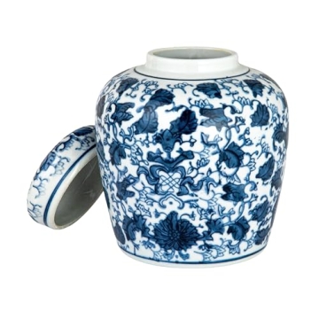 Elegant Ceramic Blue & White Ginger Jar for Home Decor
