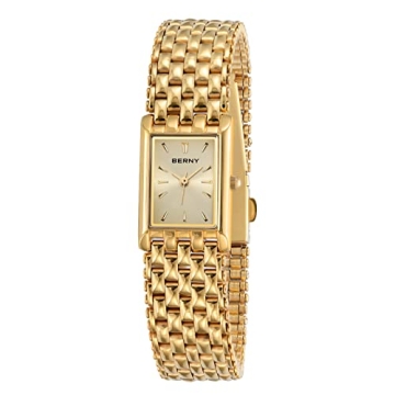 BERNY Gold Watches for Women Ladies Wrist Quartz Watches Stainless Steel Band Womens Gold Watch Smal...
