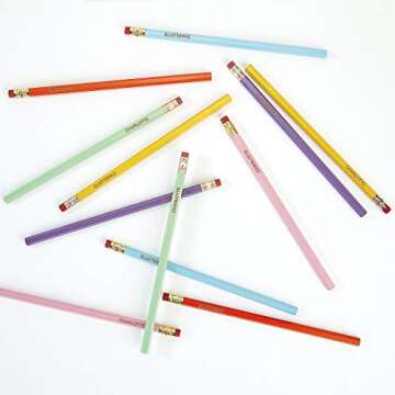 Lillian Vernon Personalized Pastel Pencils - 12 Hardwood #2 Pencil Set With Laser Engraved Name, Customizable School Supplies for Kids, Teachers, Students, & Personal Use, 6” x 0.3”