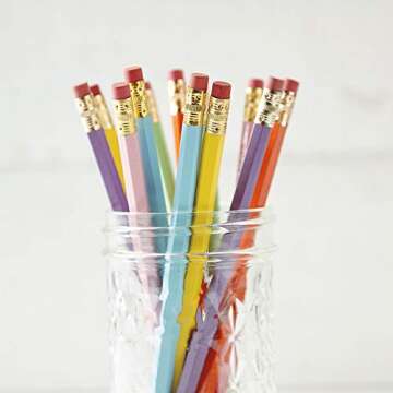 Lillian Vernon Personalized Pastel Pencils - 12 Hardwood #2 Pencil Set With Laser Engraved Name, Customizable School Supplies for Kids, Teachers, Students, & Personal Use, 6” x 0.3”