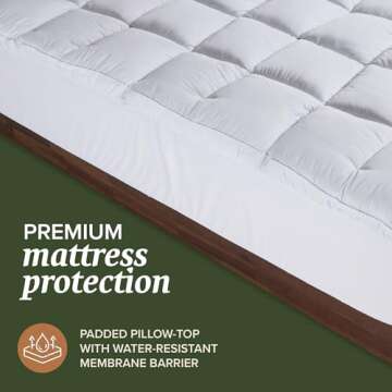 Beckham Hotel Collection King Size Hybrid Mattress Protector & Pad - Extra Padded, Thick, Plush, & F...