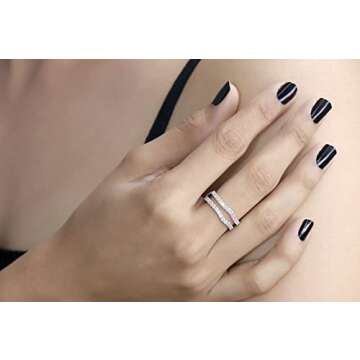 Dazzlingrock Collection Round White Cubic Zirconia Wedding Enhancer Double Ring for Women (1.60 ctw,...