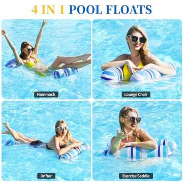 Pool Floats Adult - 2 Pack Inflatable Pool Floats Hammock, Multi-Purpose 4-in-1Pool Floats for Adults, Swimming Pool Water Hammock Lounge