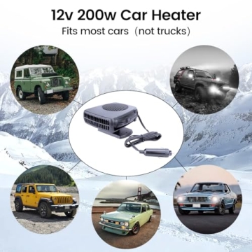 Car Heater, Portable Electronic Auto Fan Heater 12V 200W 2 in 1 Heating/Cooling Function Fast Heating Car Defrost Defogger