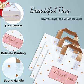 MLAFLY Thank You Bags Shopping Bags, 50 Pack Bulk Merchandise Bags Plastic Boutique Bags for Small B...