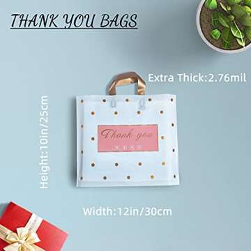 MLAFLY Thank You Bags Shopping Bags, 50 Pack Bulk Merchandise Bags Plastic Boutique Bags for Small Business Retail Bags for Customers Parties Favors Goody Bags(Polka Dot-Small(10"x12"))