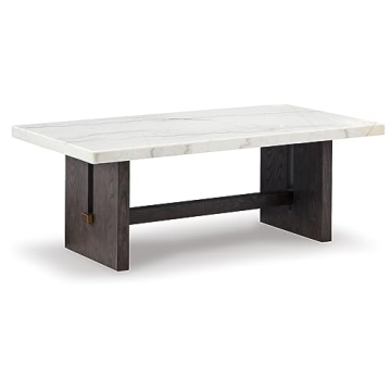 Signature Design by Ashley Burkhaus Rectangular Coffee Table - Dark Brown & Marble Top