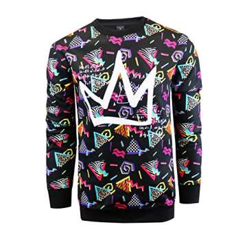 SCREENSHOT-F11963 Mens Urban Hip Hop Premium Fleece - Pullover Activewear 80's Retro Street Fashion ...