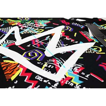 SCREENSHOT-F11963 Mens Urban Hip Hop Premium Fleece - Pullover Activewear 80's Retro Street Fashion Crew Neack Sweatshirt-Black/Pop-Large