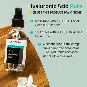 YEOUTH Pure Hyaluronic Acid Serum for Face 100% for Dry & Dull Skin, Hydrating Hyaluronic Face Serum for Women & Men, For All Skin Types 1oz